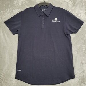 BYLT Premium Basics Lux Golf Polo Shirt Men's L Black Short Sleeve Curved Hem